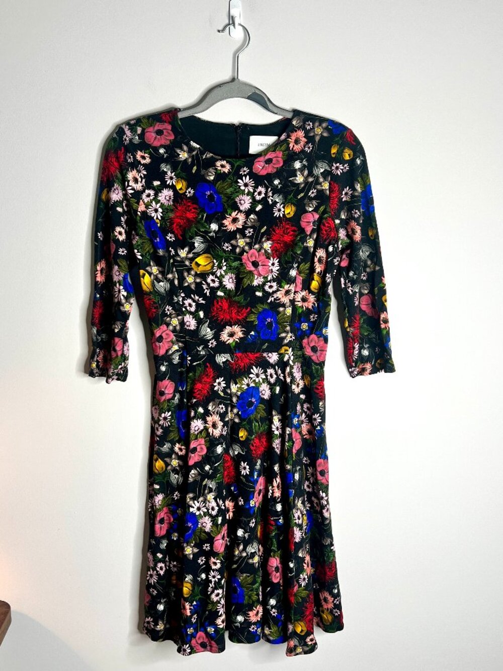 Erdem Dione Bracelet Sleeve Dark Floral Print Fit + Flare Dress Whimsigoth Sz 6